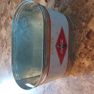Coca Cola Ice Bucket Oval Galvanized Metal Tin Party Tub Cooler Vintage Decor